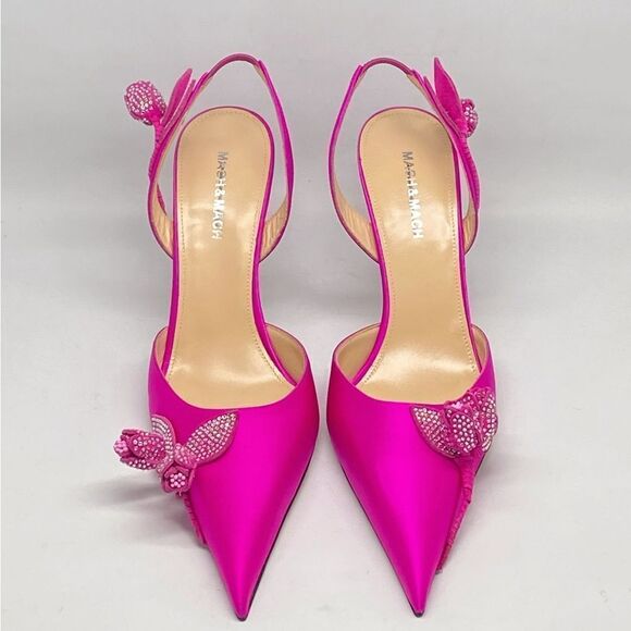 Mach & Mach Wonder Tulip 95MM Silk & Crystal Slingback Pumps size 40.5 - Picture 4 of 15